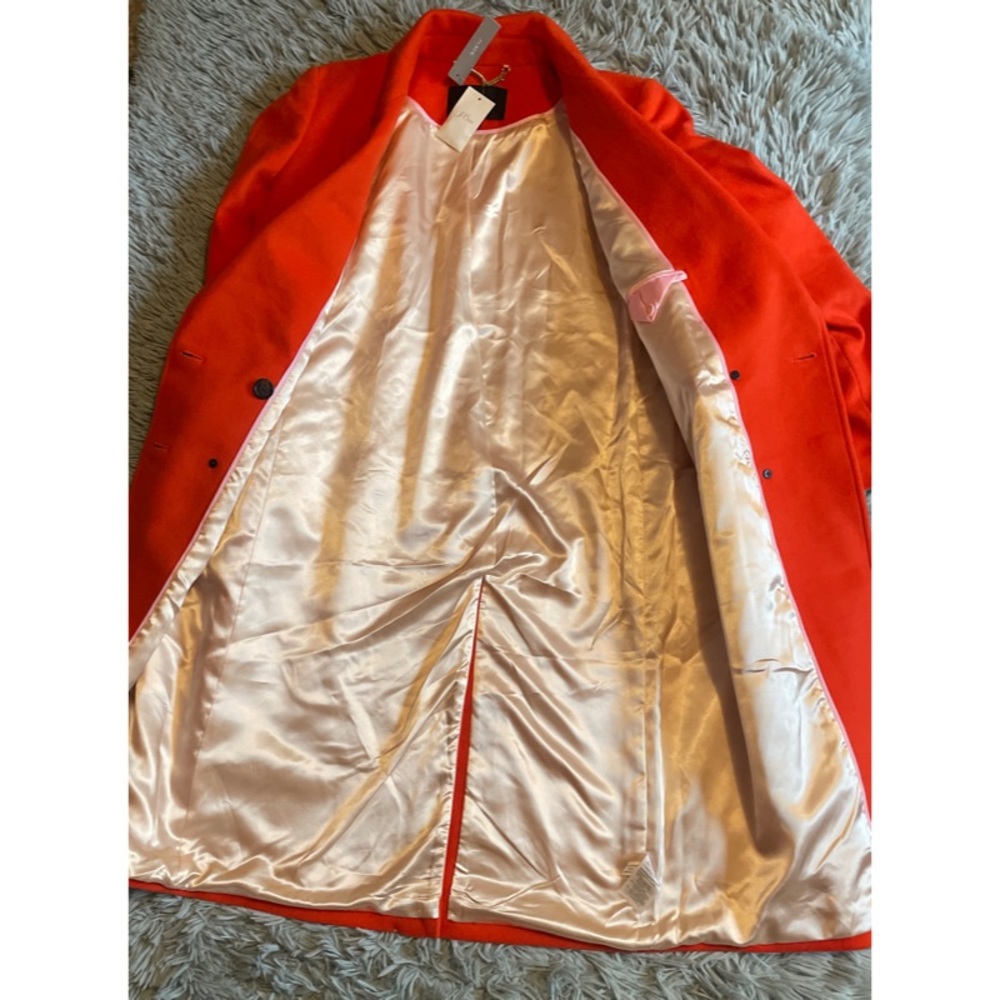 J. Crew Vibrant Orange Double-Breasted Wool Pea Coat - Picture 9 of 10